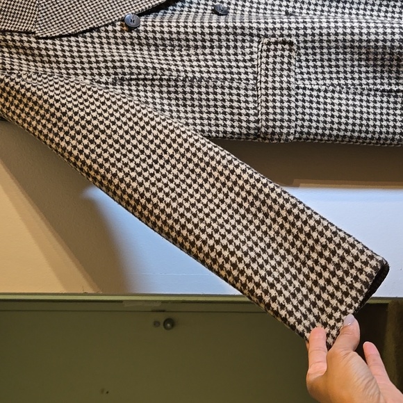 Anthropologie Bernardo Houndstooth Wool Blend Double-Breasted Handmade Blazer - Picture 10 of 17